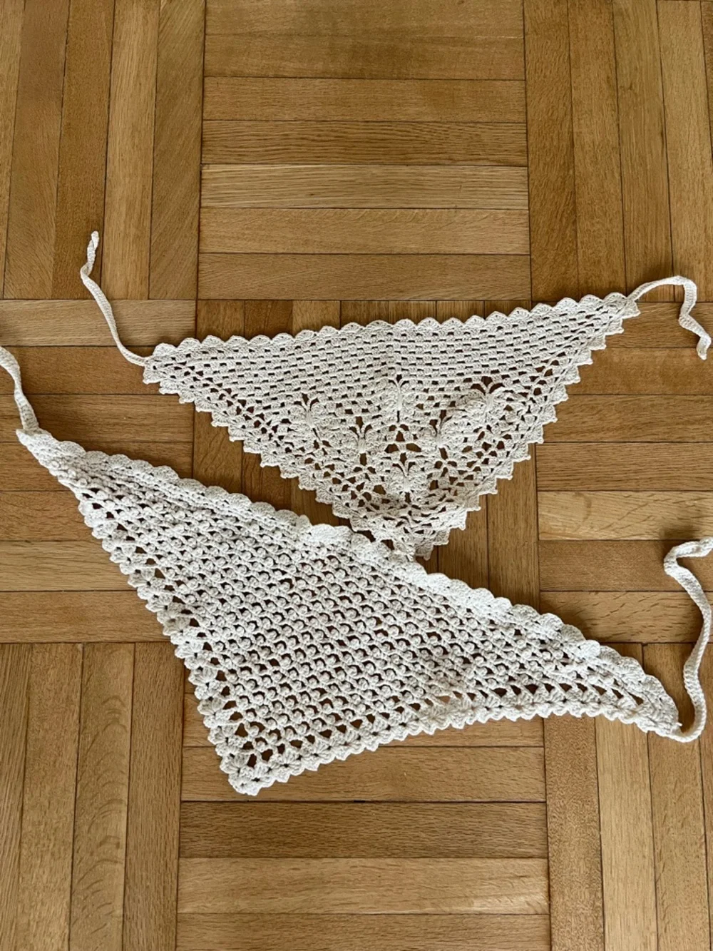 Handmade Crochet Triangle Bib / Scarf in Cream